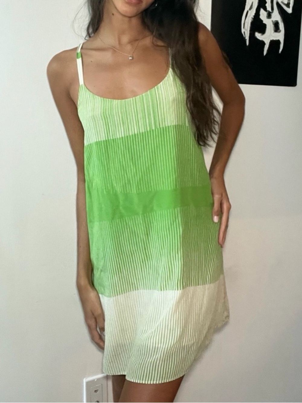 Alice + Olivia 100% Silk Color Block Retro Style Mini Slip Dress